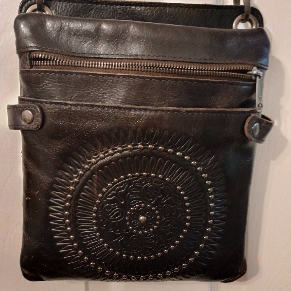 Patricia Nash Prizzi Tooled  Black Crossbody
